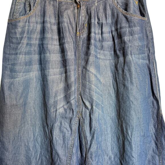 Vintage Y2 Bianchi Sz12 Denim Maki Skirt Boho Western Flowy Flared Spring Summer - Picture 8 of 13